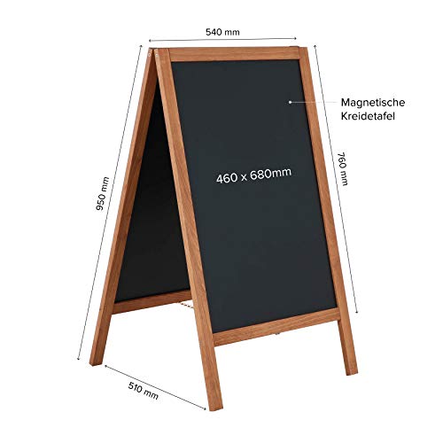 DISPLAY SALES - 540 x 950mm Weatherproof Wooden Easel | Magnetic Restaurant Whiteboard | Outdoor Notice Boards in Dark Beech | Large Chalkboard
