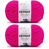 Bernat Blanket Brights Chenille Crochet Yarn, Bright Pink, 2-Pack | #6 Super Bulky Yarn, 100% Polyester, Soft Chenille Crochet Yarn for Blankets, Knitting &amp; Crafts, 220yd, 300g/10.5oz per skein