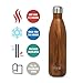 MIRA Vacuum Insulated Travel Water Bottle | Leak-Proof Double Walled Stainless Steel Cola Shape Sports Water Bottle | No Sweating, Keeps Your Drink Hot & Cold | 25 Oz (750 ml) (Wood)