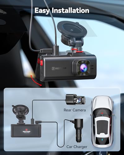 REDTIGER F7NA 4K Front Rear Dashcam, STARVIS 2 IMX678 8MP Sensor, WiFi 5GHz 20MB/s, GPS, Night Vision, Dual Car Camera, WDR, Voice Control, No SD Card, Supports 512GB Max
