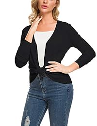 AKEWEI - Chaqueta de punto con cuello en V y botones elásticos para mujer (S-XL)