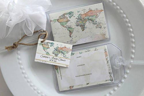 85 World Map Luggage Tag Favors personalized custom $1.75 .ea.