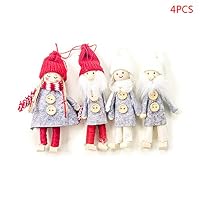 honuansortory 4pcs/Set New Year Noel Christmas Scarf Angel Santa Claus Plush Dolls Hanging Pendant Home Xmas Ornaments Kids Gift