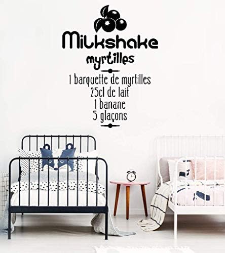 Wall Stickers Vinyl Words Sayings Removable Lettering Recipe Milkshake Blueberries for Kitchen Dining Room