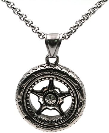Tophoenix Titanium steel patterned Vehicle Wheel necklace water-proof for mens