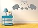 4 Cute Elephants Family Wall Decals Parents and Twins Elephant Wall Decal for Baby Nursery Love Heart Family Words Vinyl Wall Art Elephant Home Decor (Grey)