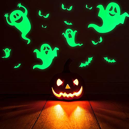 OCATO 35Pcs Halloween Decorations Halloween Window Cling Decals Halloween Wall Decals Stickers Glow in The Dark Luminous Bats Ghost Peeping Eyes Decals Wall Décor for Halloween Party Decorations - Thumbnail 3