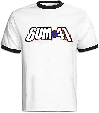 YYPPITH Men's Sum 41 O Neck Short Sleeve Color Block T-Shirt Black US Size