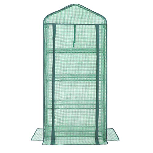 SONGMICS Foliengewächshaus Gewächshaus Tomatenhaus Anzuchthaus mit Gitterplane Stiefelschrank 4 Etagen 69 x 49 x 158 cm GWP04L – Bild 3