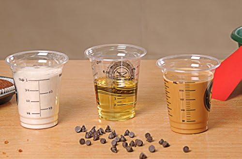 8oz Clear Plastic Disposable Graduated Measuring Cups For Cooking, Baking, Medicine, Great for Mixing Paint, Stain, Epoxy, Resin - Pack of 20