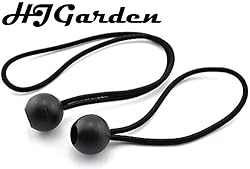 HJGarden 16pcs 12" 6" Ball Bungee Cords Black