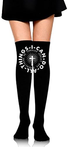 I Can Do All Things Through Christ Who Strengthens Me Women's Over Knee High Stockings 60 Cm Long Tube Socks Sport Socks For Women Girls