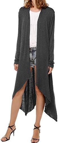 ViviClo Women's Solid Color Lightweight Knitted Open Front Long Coat Cardigan Sweater (XX-Large, Grey)