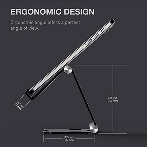 2 Pack Cell Phone Stand, Aluminum Desktop Phone Holder Dock, Fully Foldable, Adjustable Desk Phone Holder Cradle Dock, Compatible with All 4-12\'\' Phones and Ipad ,iPhone 12 Pro Max,Black Space Gray