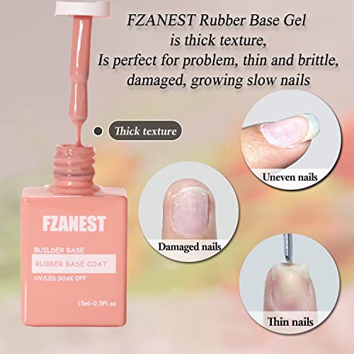 FZANEST Nude Rubber Base Gel For Nails,15ml Builder in a Bottle Gel