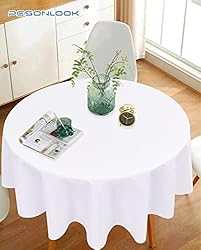 Pesonlook 12 Pack Round Tablecloth White Polyester