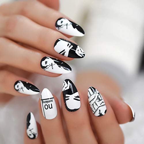 EDA LUXURY BEAUTY WHITE BLACK GLAMOROUS CUSTOM DESIGN Full Cover Press On Gel Glitter Artificial Nail Tips Acrylic Shiny False Nails Extra Long Oval Round Almond Stiletto Super Fashion Fake Nails 5 EDA LUXURY BEAUTY WHITE BLACK GLAMOROUS CUSTOM DESIGN Full Cover Press On Gel Glitter Artificial Nail Tips Acrylic Shiny False Nails Extra Long Oval Round Almond Stiletto Super Fashion Fake Nails