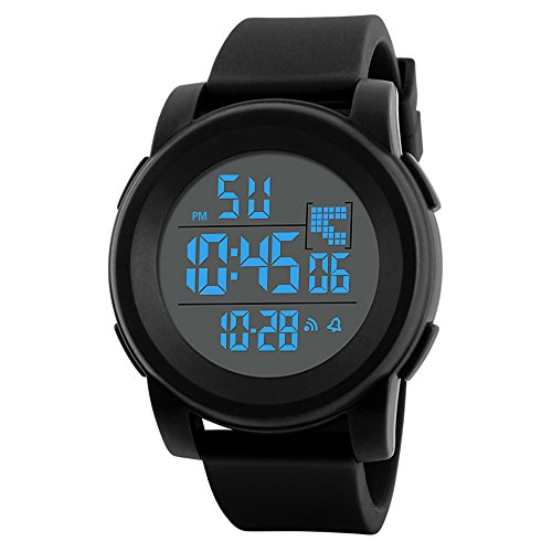 COOKI Men's Digital Sports Watch LED Screen Large Face Military Watches and Waterproof Casual Luminous Stopwatch Alarm Simple Army Watch,Mens Watches on Sale Clearance X68