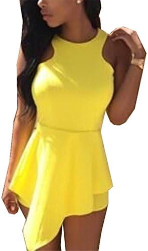 Women's Sexy Short Jumpsuit Romper YellowMedium