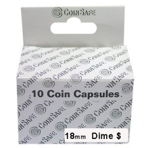 CoinSafe Capsules for Dimes, Box of 10 (18mm)