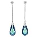 EleQueen 925 Sterling Silver CZ Butterfly Teardrop Dangle Earrings Fuchsia Made with Crystals