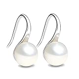 Women's Classical Freshwater Cultured Pearl Dangle Earrings White 925 Sterling Silver