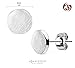 Circle-Shaped Silver Tone Surgical Steel Brushed Finish Stud Earrings