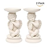 Greluna Angel Candle Holder Set of 2, Cupid Decorated Holders for Fireplace, Living Room or Dining Table