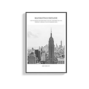 Framed Canvas Wall Art for Living Room, Bedroom Black and White City View Canvas Prints for Home Decoration Ready to Hanging - 16x24 inches