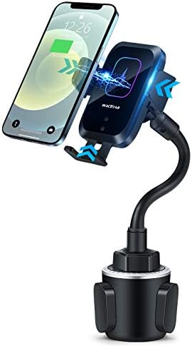 Piosoo Wireless Car Charger-Cup Holder Phone Mount,Automatic Infrared Smart Sensor Clamping Qi 15W Fast Universal Adjustable Cell Phone Wireless Charging Air Vent Cradle