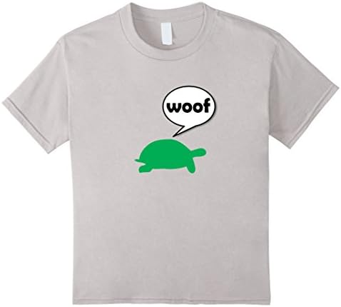 Kids Woof Tortoise T-Shirt barking turtle funny nerd shirt 10 Silver