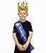 Cornucopia Brands Birthday Boy Blue Sash & Gold Crown (2-Piece Set); Party Accessory Set for Boy’s B-Day