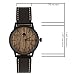Viable Harvest Men’s Wood Watch Walnut Waterproof Black Steel Case Quartz Movement Genuine Leather Strap