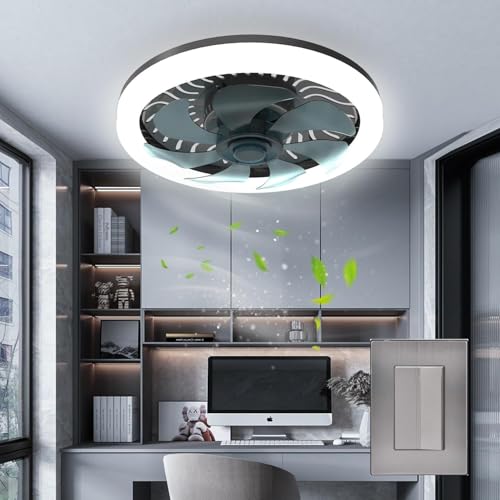 Megaluz LV34W03 ventilador de techo con lampara led 34w, enchufe E27, 10 pulgadas, luz blanca fría, aspas externas, motor silencioso (Control por apagador).
