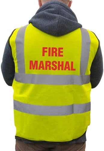 Printed Fire Marshal Hi-VIS High Visability Safety Vest Waistcoat - Yellow