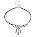 Lux Accessories Black Suede Burnished Silver Tone Dream Catcher Feather Choker