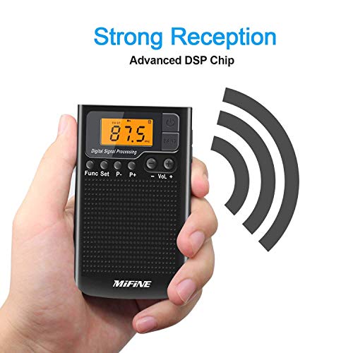 AM FM Radio - Portable Radio with Alarm Clock and Sleep Timer, Digital Tuning Stereo Radio with 3.5mm Headphone Jack for Walking Jogging Gym Camping (Black) - Thumbnail 2