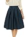 Allegra K Women's High Waist Floral Jacquard Pleated A Line Skirt L Navy Blue