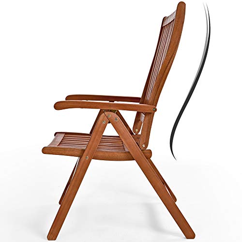 Casaria® Gartenmöbel Set Holz 6 Stühle mit Tisch Wetterfest FSC®-Zertifiziert Schirmständer Armlehnen Klappstühle Garten Terrasse 7-TLG. Eukalyptus – Bild 7