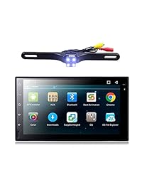 EHOTCHPOTCH Android 7.1 Doble Din Estéreo 2 Din Radio Cámara de respaldo Pantalla táctil en el tablero Navegación GPS con Bluetooth para automóviles