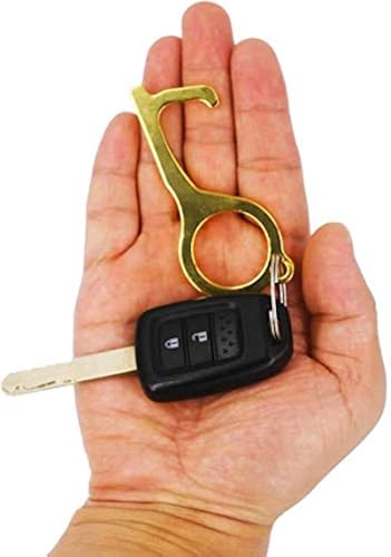 No Touch Door Opener Brass EDC Keychain Tool Offering Non-Contact