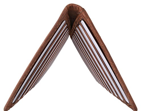 Marshal Bifold Leather RFID Blocking Wallet For Men & Women | Genuine Leather Holder With 19 Slots, 2 Bill Compartments & ID Window | For Credit/Debit Cards, Money & More (Vintage)