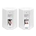 Wall Mount Home Speaker System – Active + Passive Pair Wireless Bluetooth Compatible Indoor / Outdoor Waterproof Weatherproof Stereo Sound Speaker Set with AUX IN – Pyle PDWR51BTWT (White)thumb 1