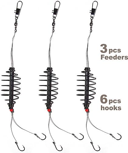 3pcs Inline Carp Fishing Feeder Bait, 6x Fishing Hook, Fishing Tackle