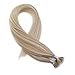 Moresoo 20 Inch Nano Human Hair Extensions 50s 40g Pre Bonded Extensions Color 18 Ash Blonde Highlighted with 613 Blonde Nano Loop Hair Extensions Human Hair