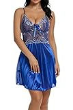 Avidlove Women V Neck Lace Mesh Babydoll Chemises Dress Sexy Lingerie + G-String