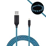 Light Up Led Charging Cable, Updated Current Visibility Flowing LED Lights Charging Cable for iPhone Xs, Xs Max, XR, X, 8, 8 Plus, 7, 7 Plus, 6s, 6s Plus, 6, 6 Plus, iPad-3ft (Black)