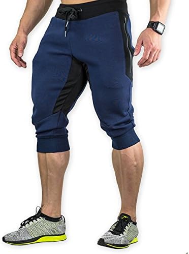 KaiDi Men's Casual Elastic Waist Harem Training Jogger Sport Short Capri Pants