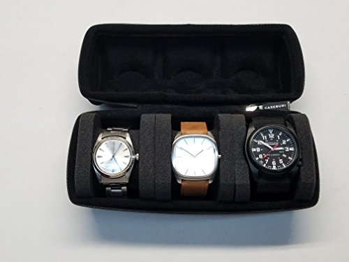 CASEBUDi-Triple-Watch-Travel-Case-Tough-Protection-Storage-Zipper-Three-Wristwatch-Ballistic-Nylon