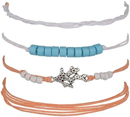 WAINIS 12 Pieces Rice Beaded Summer Beach Strand Bracelet Set Handmade Adjustable Friendship Bracelet Handcrafted Jewelry for Women Girl